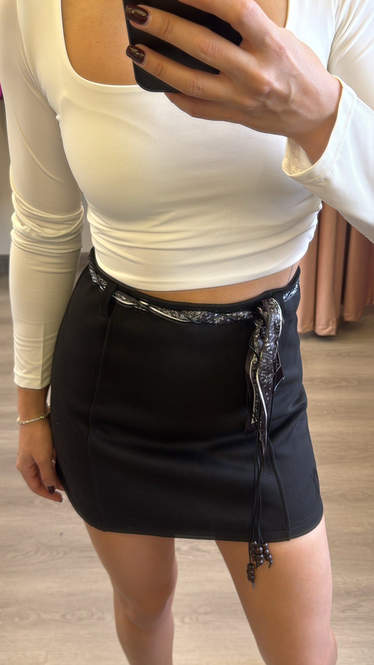 Mini Skirt -Suede Black