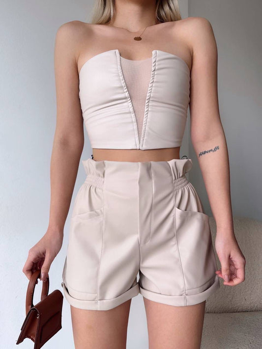 Set Leather - Top and Shorts