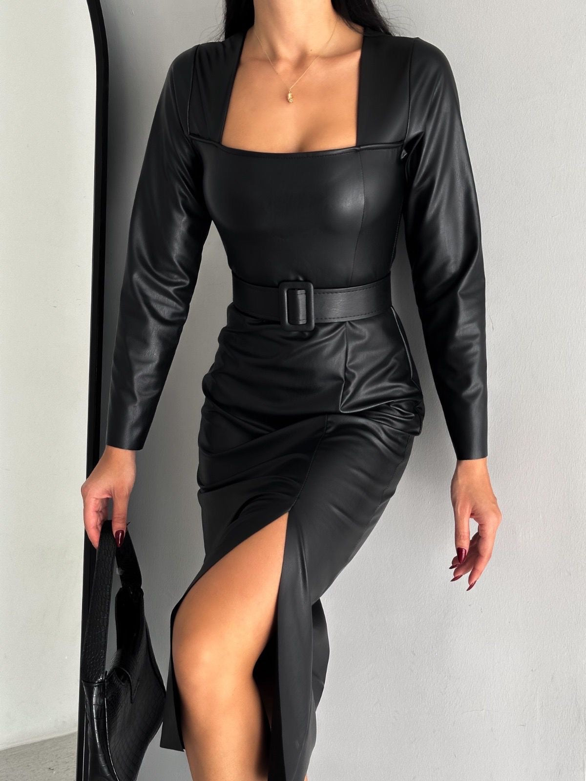 Leather Midi Dress