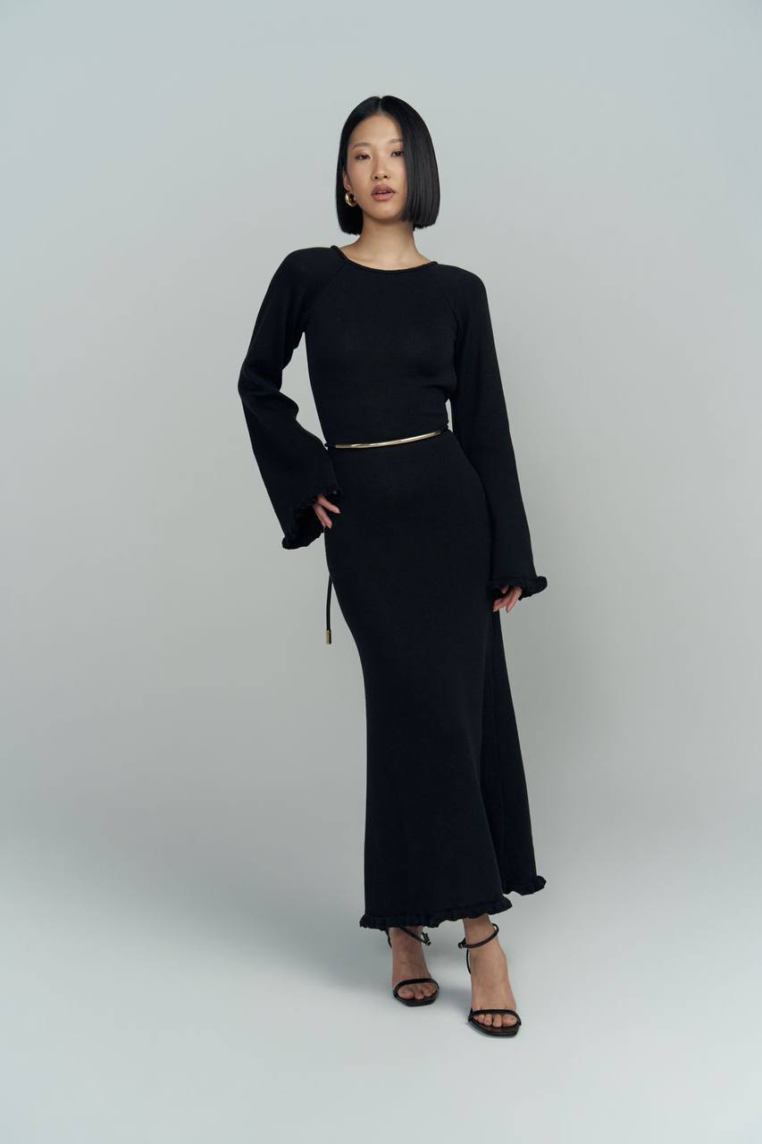 Knitwear Dress - Black/Beige