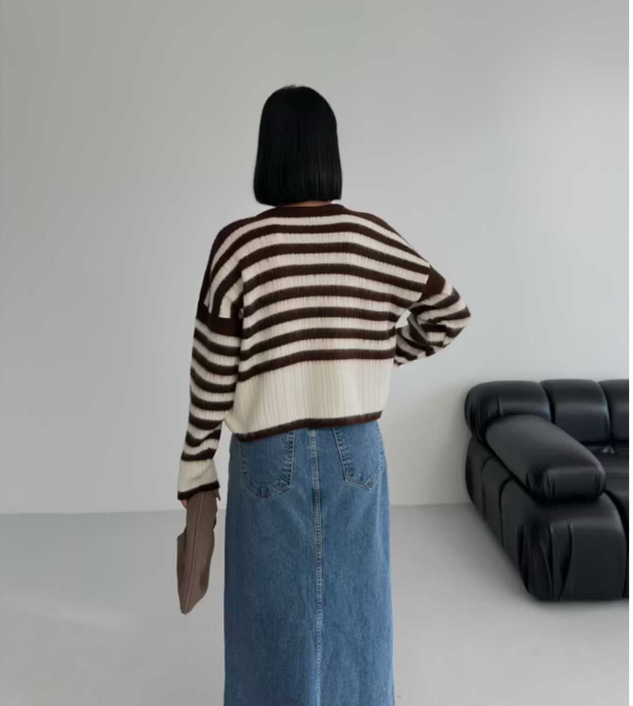 Striped Cardigan - Brown