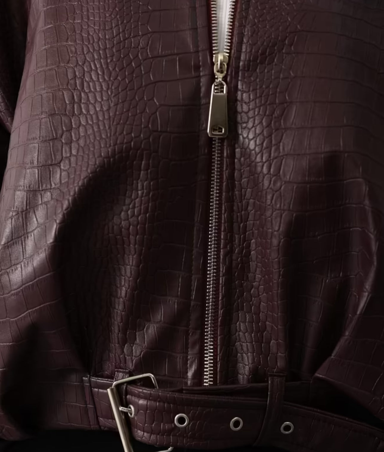 Bomber Leather Jacket - Burgundy