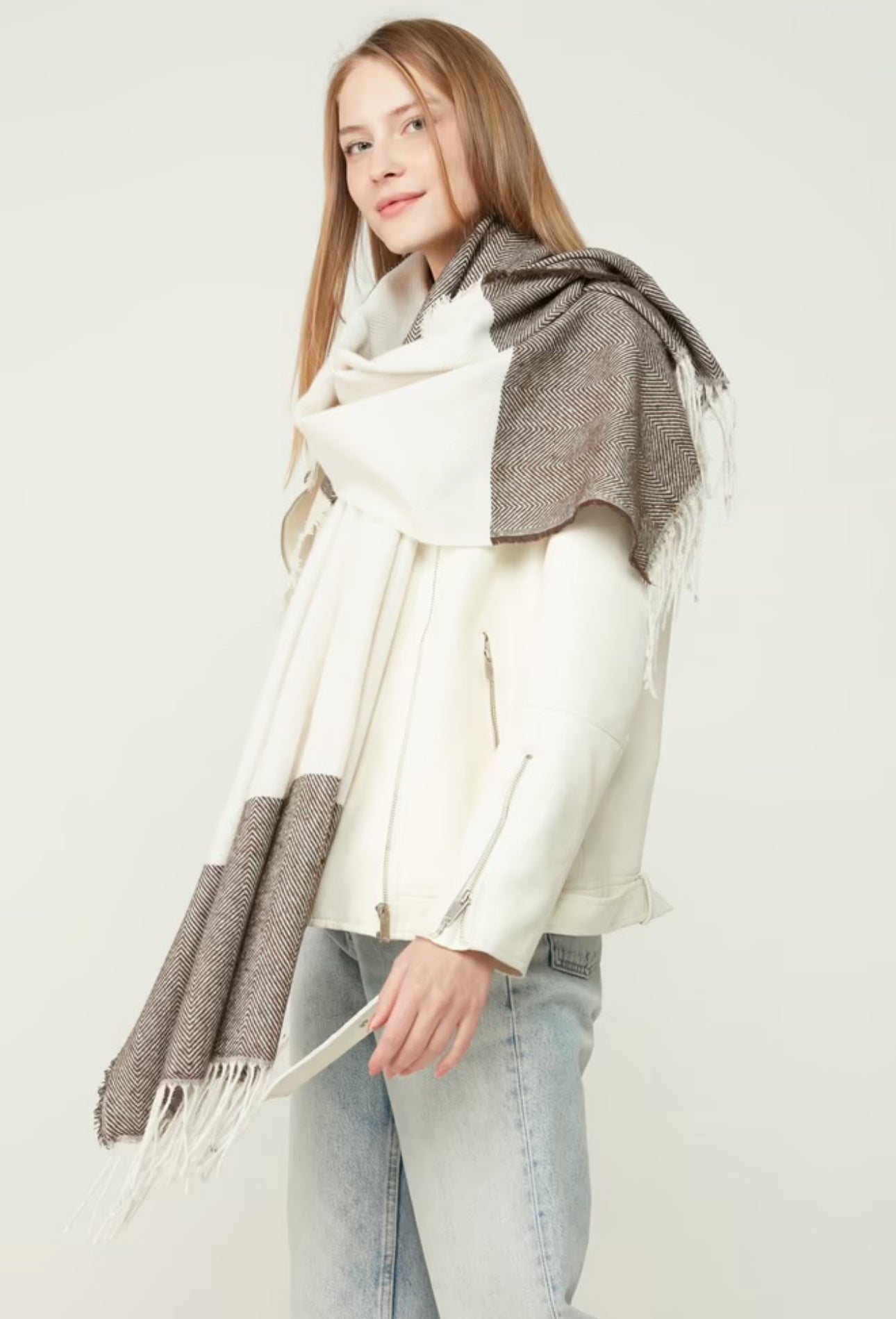 Scarf - Beige and Brown